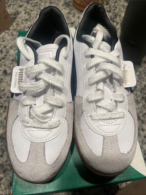 Puma Kids Palermo Sneakers in White and Light Gray